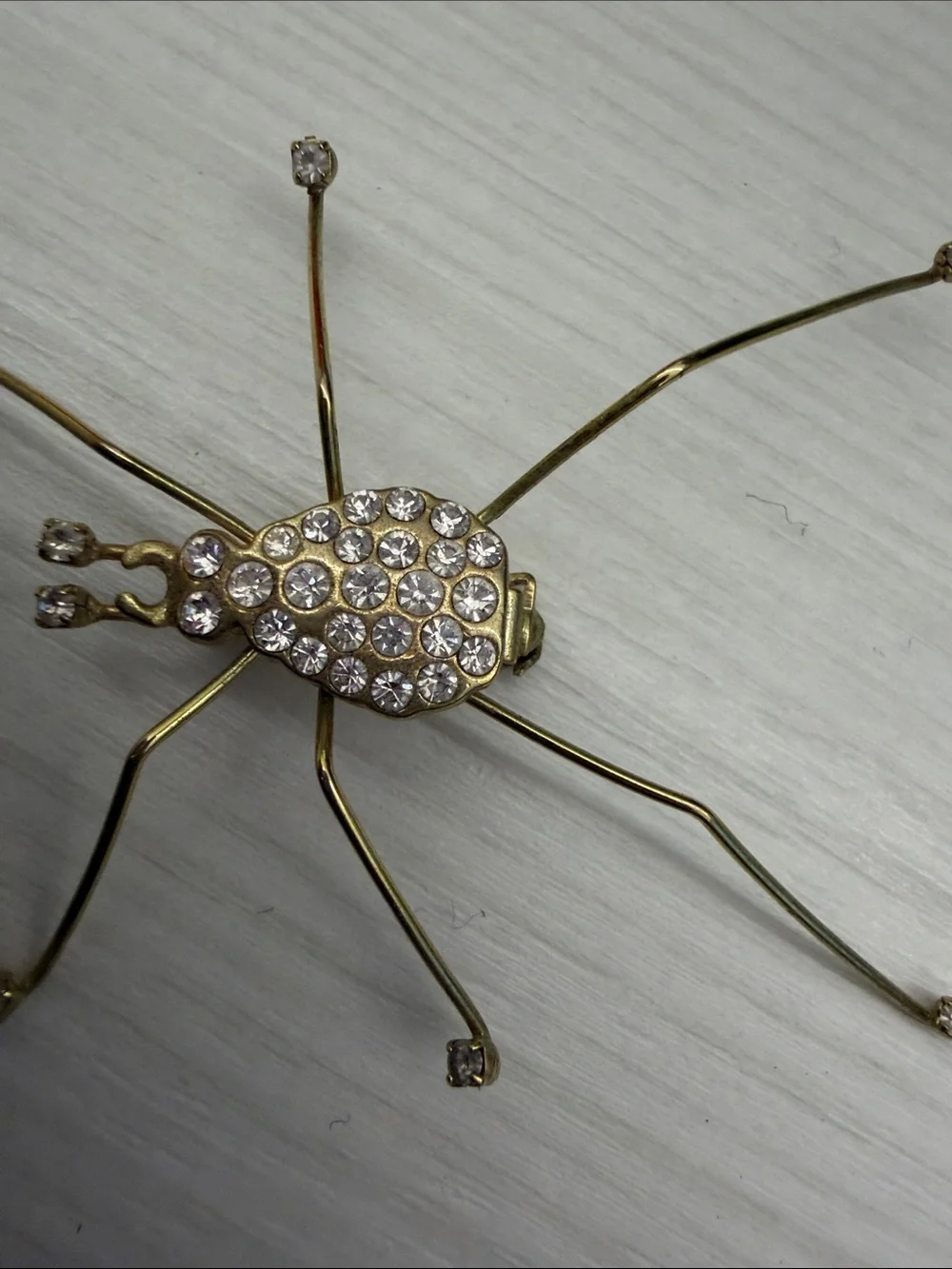 Gold Crystal Spider Brooch - Women's Accessory